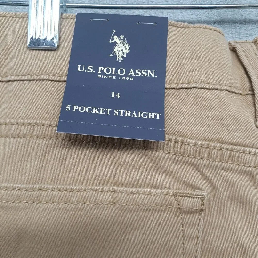 U.S. Polo Assn Straight Twill Jeans Pants Honey Yellow Boys Size 14 NWT